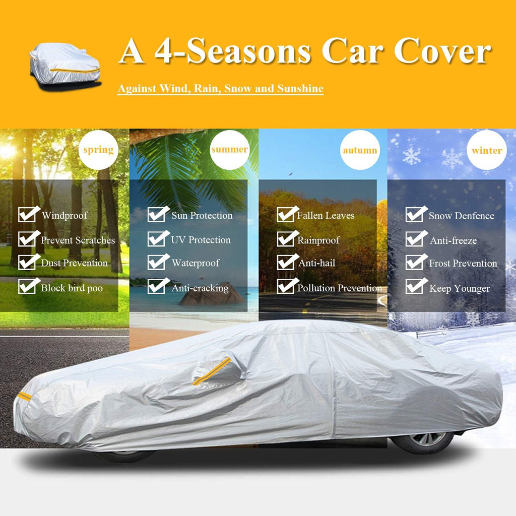 6 Layers Waterproof Car Cover with Zipper Cotton K27015