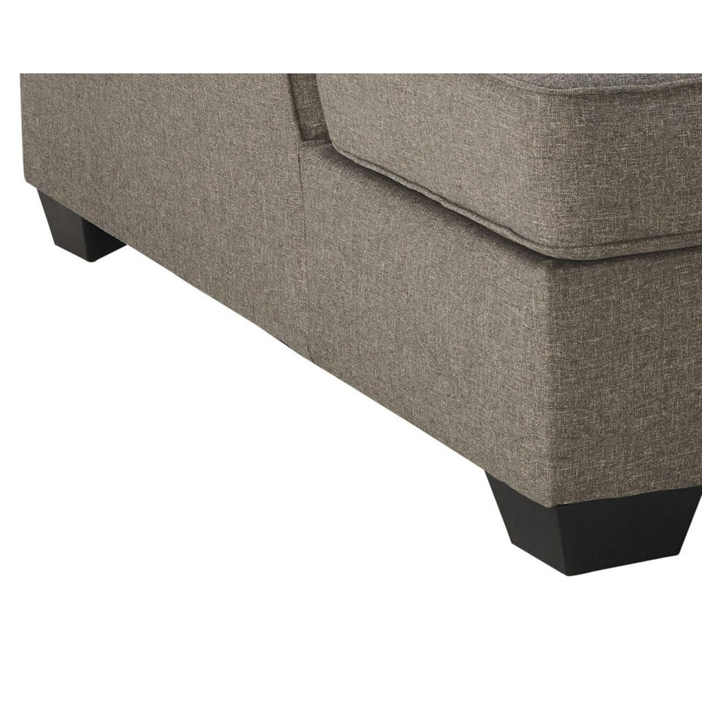 Taupe Gray Fabric Upholstered Chaise with Tufted Back and Flared Arms N578
