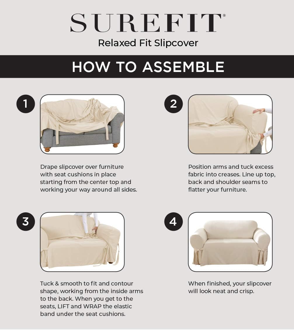 White T-Cushion Sofa Slipcover C3261