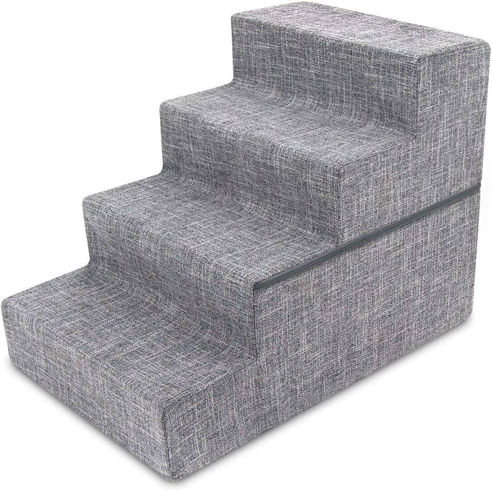 Ash Gray Linen 3-Steps Pet Stairs Pack of 2 T7148