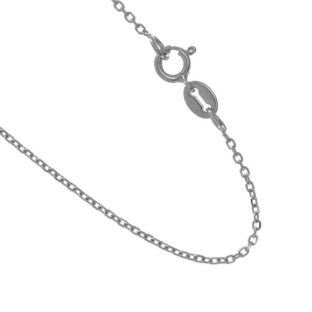 14k Solid White Gold Cable Chain Necklace, 13 Inches B591