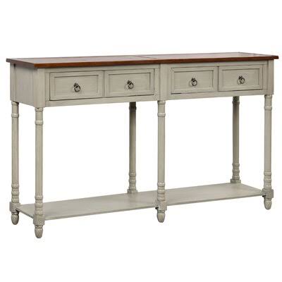 Brown Antique Gray 2 Drawer Console Table N33402