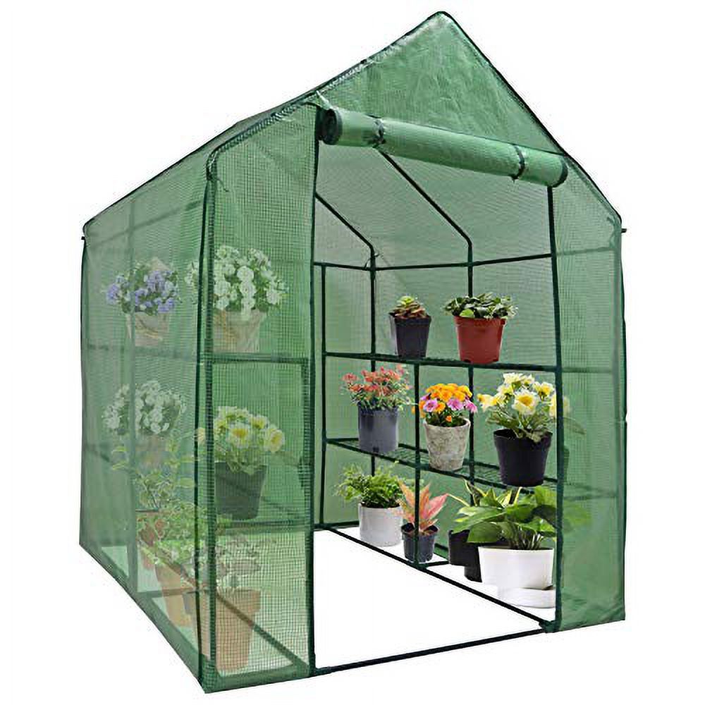 Walk-in Greenhouse with PE Cover and Zipper Door (8 Shelves) E733