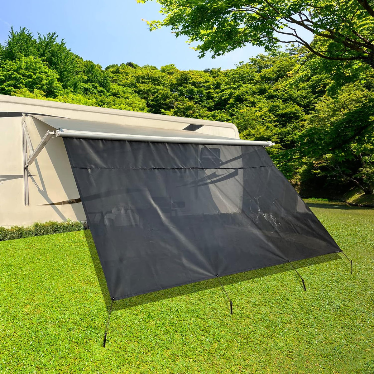 RV Awning Shade Screen with Zipper 8'X17'3'' P9259