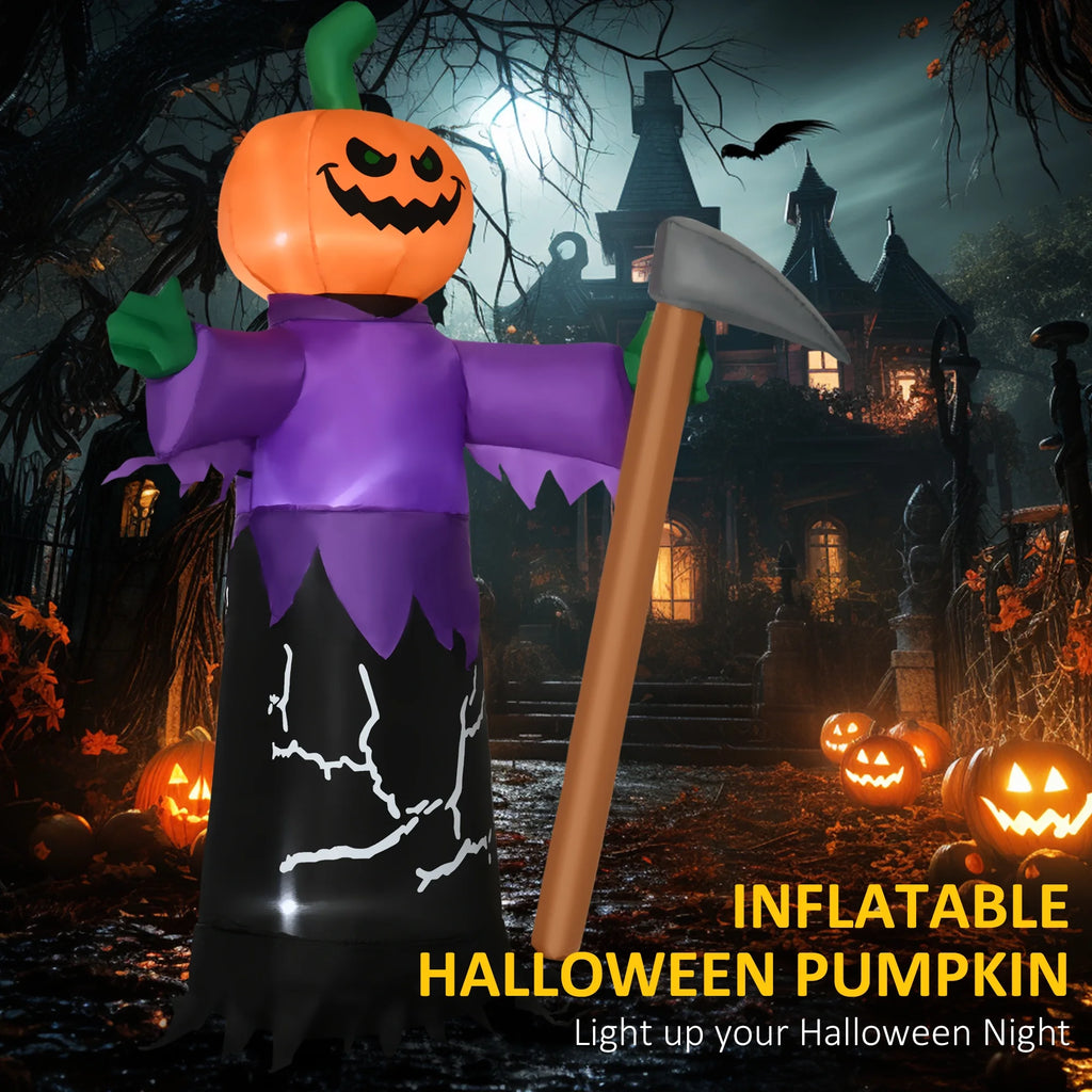 Inflatable Halloween Pumpkin Grim Reaper LED Yard Display E424