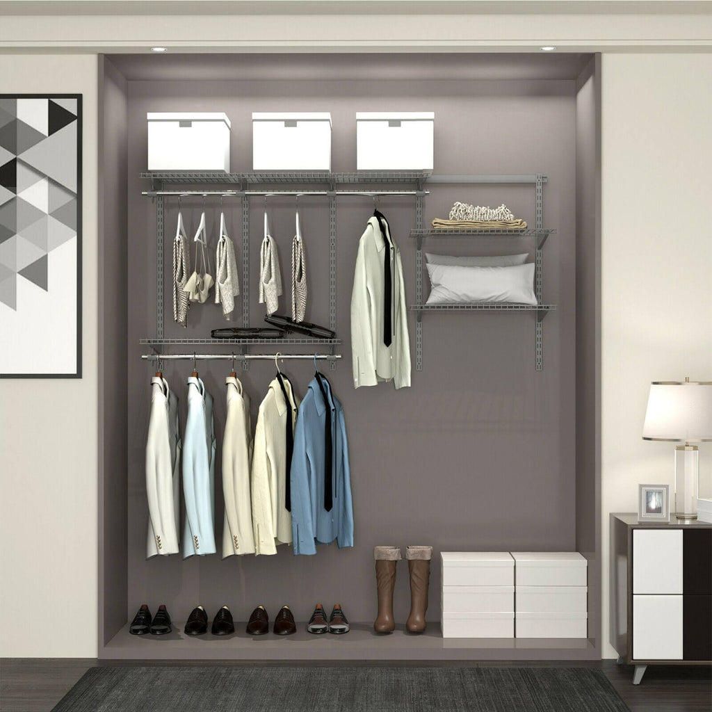 Grey Wall-Mounted Closet System with Hang Rod M449025