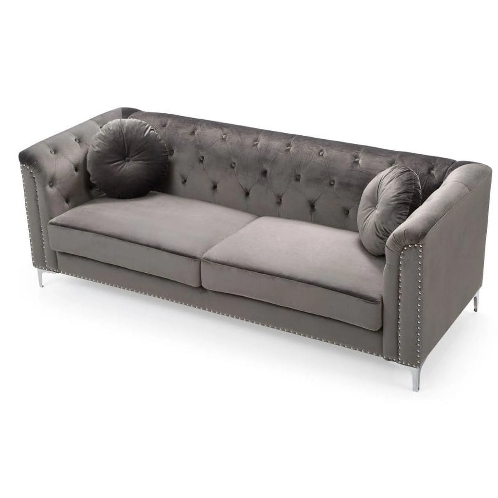 Dark Gray Velvet Sofa and Loveseat 2-Piece Set N840701