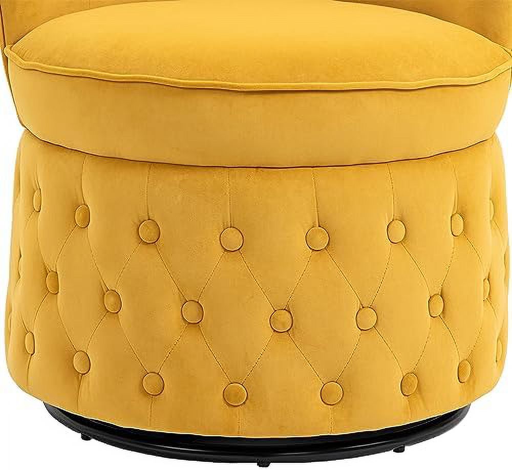 Fluffy Velvet Swivel Barrel Chair with Gold Base M910658