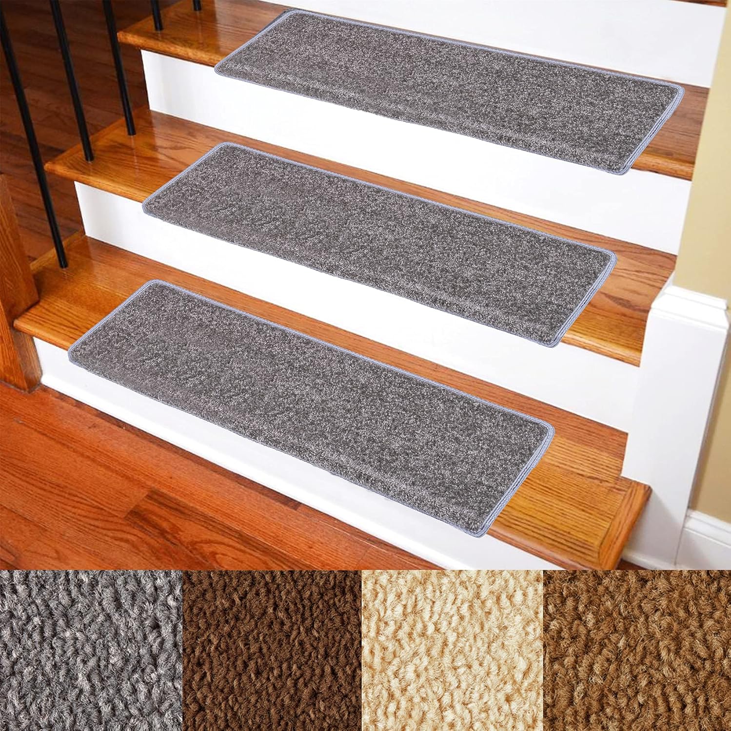 Brown 14-Pack Non-Slip Carpet Stair Treads M1553