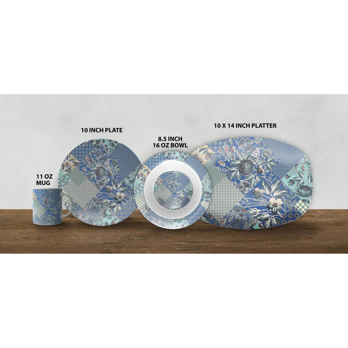 Peach Cream Black 10x22 Microwave Safe Dinner Set R510524