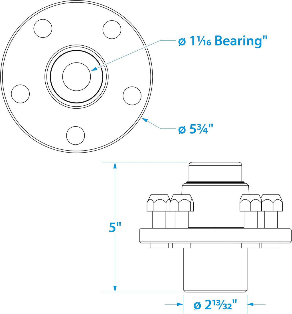 Black 1-Piece Trailer Wheel Hub, Pack of 2 Q378