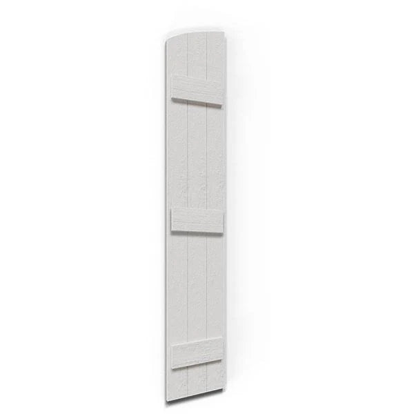 Rustic Faux Wood Shutters with Elliptical Arch Top C23040
