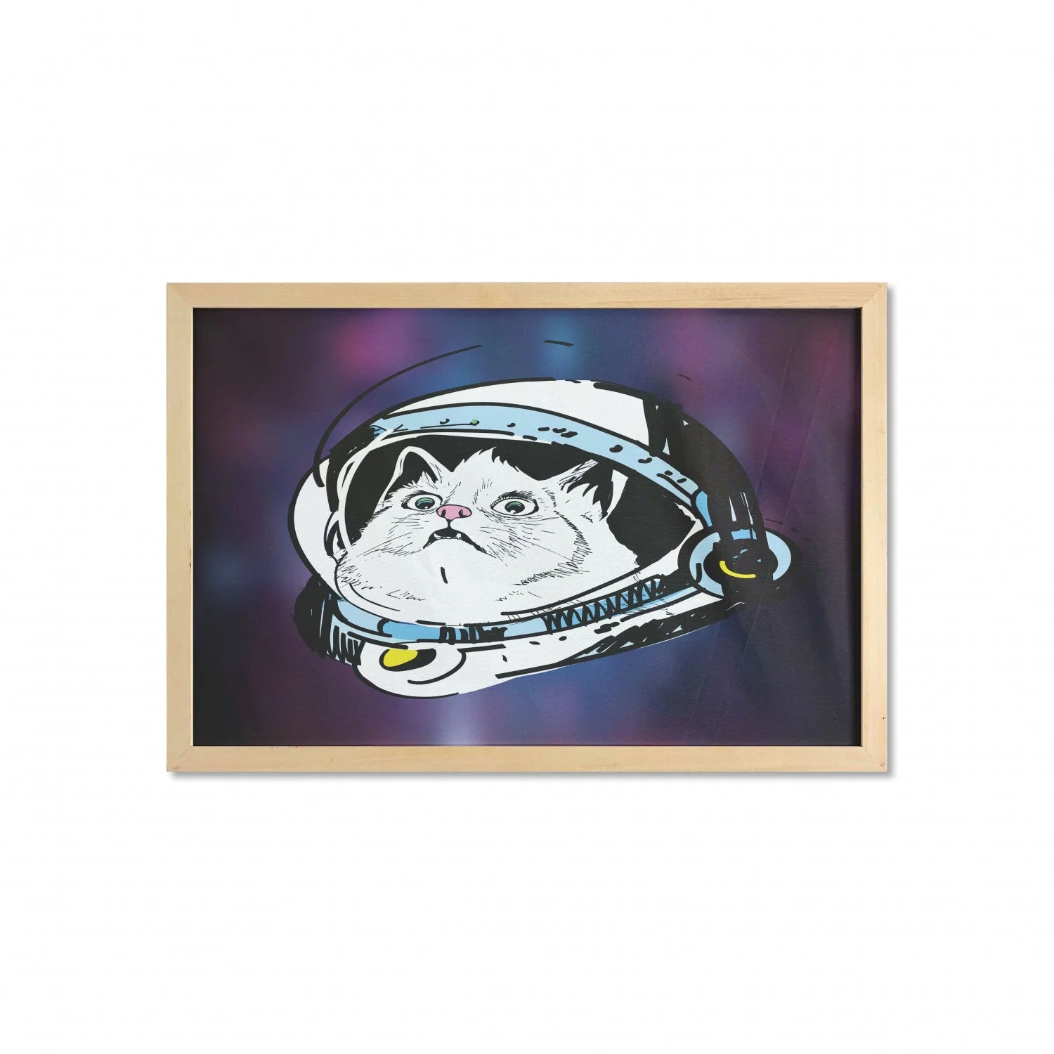 Purple White Framed Fabric Wall Art, 35" x 23" W1818