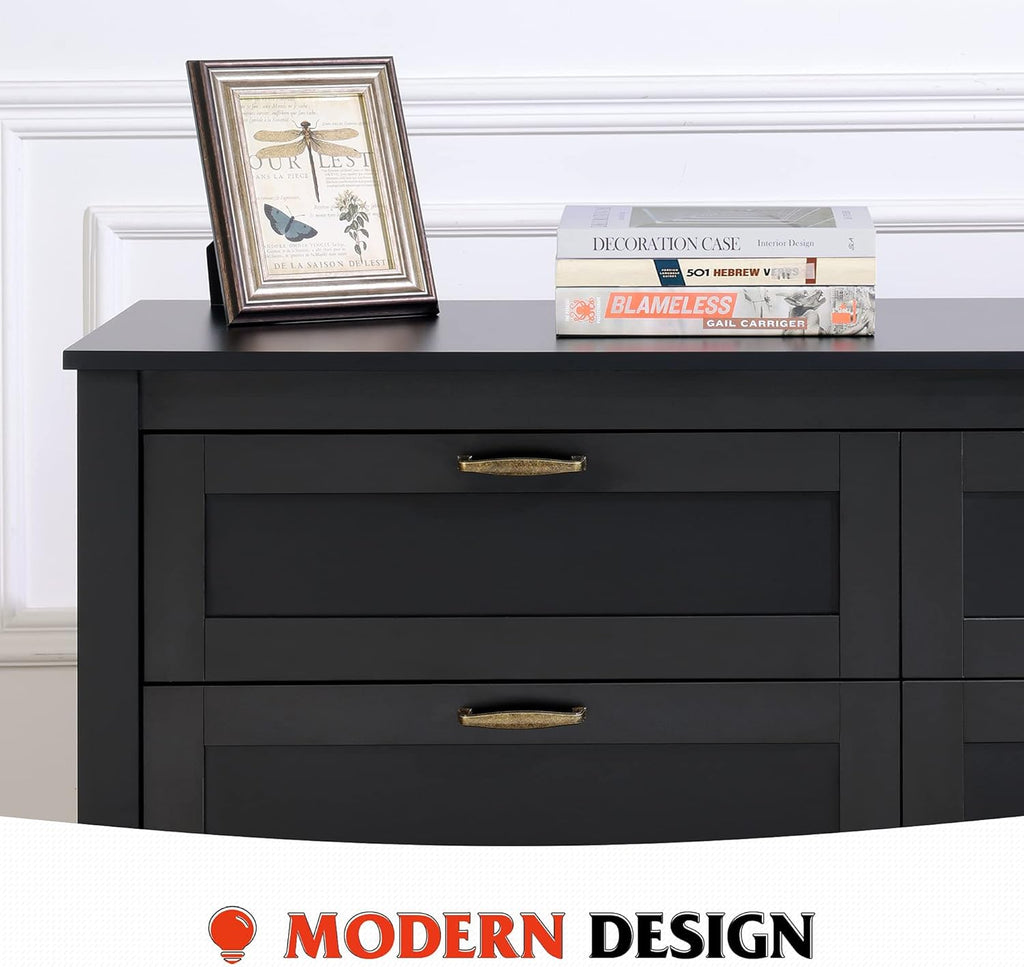 6 Drawer Retro Wood Dresser with Metal Handle Y897