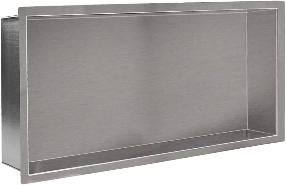 24x12 Brushed Stainless Steel Recessed Shower Shelf B80988