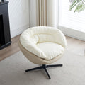 Swivel Sofa Barrel Chair, Two Tone Beige Gray and White M1772