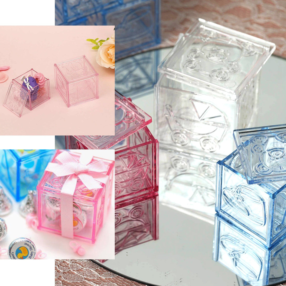 2" Clear Fillable Baby Blocks - 12/pk Q296