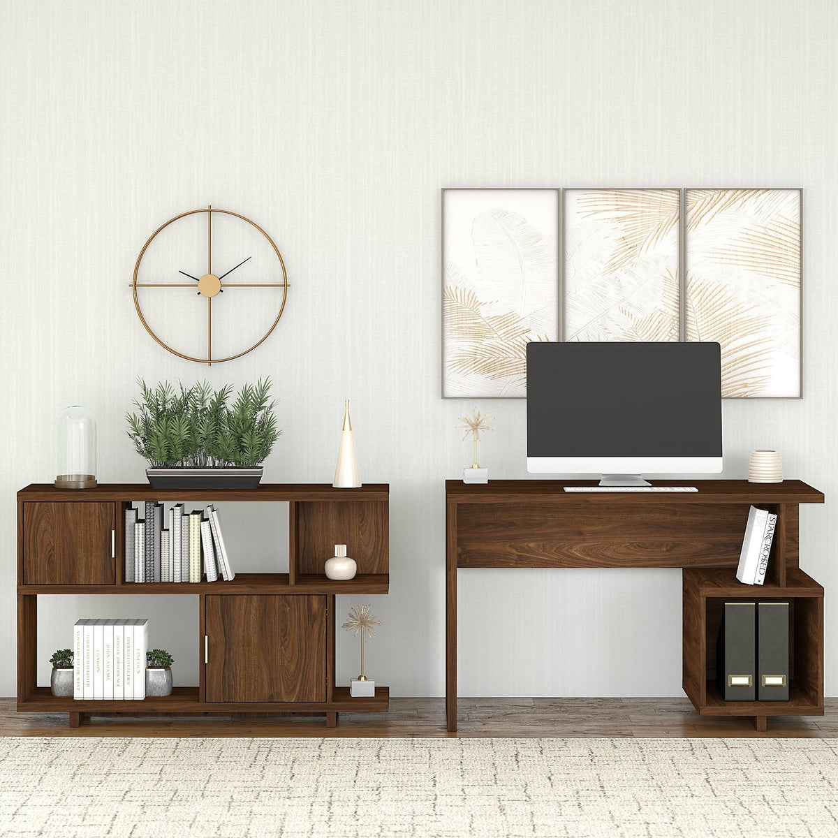 48W Writing Desk with Low Bookcase P89061