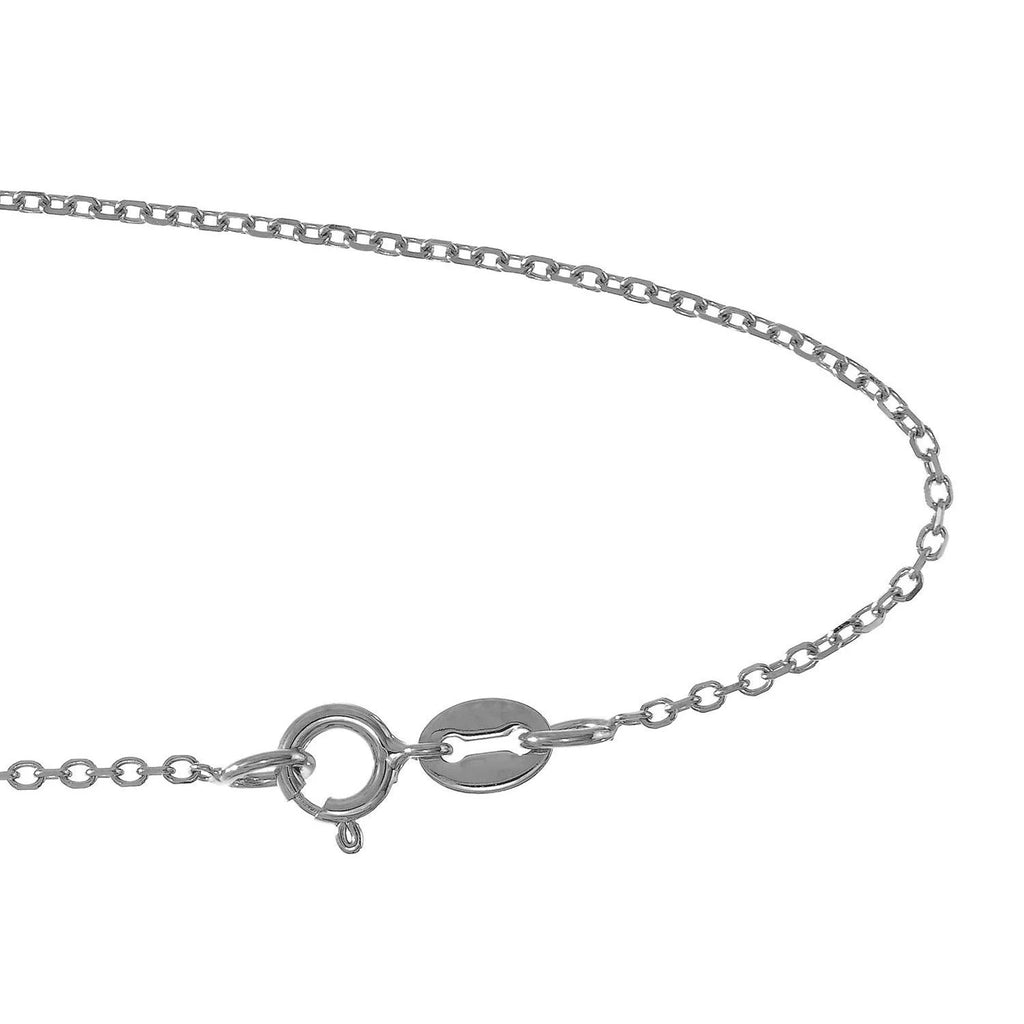 14k Solid White Gold Cable Chain Necklace, 13 Inches B591
