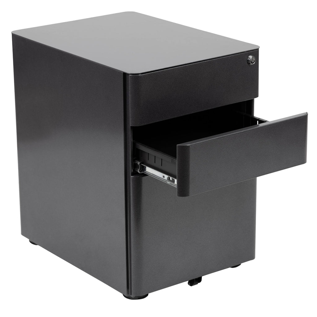 Black 3-Drawer Mobile Locking Filing Cabinet T382471