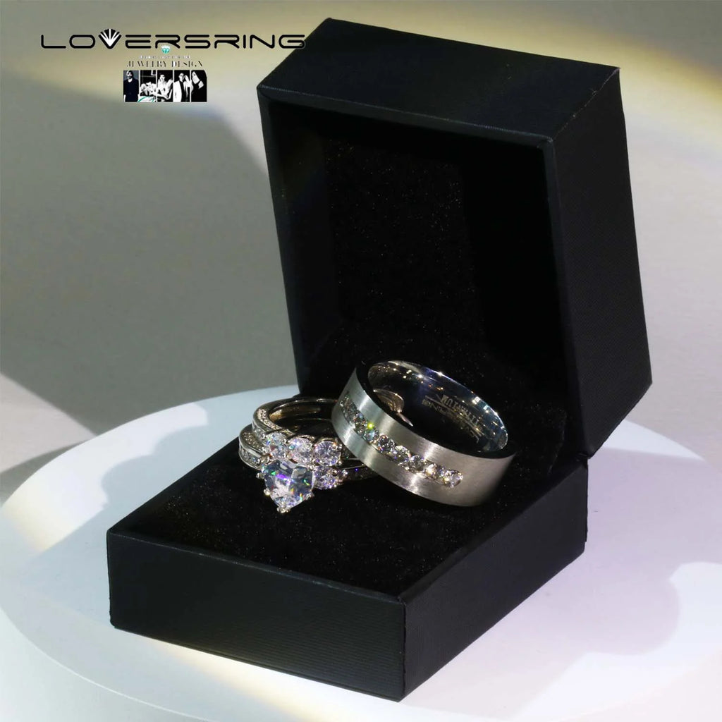 Sterling Silver Diamond Wedding Ring Set O55903