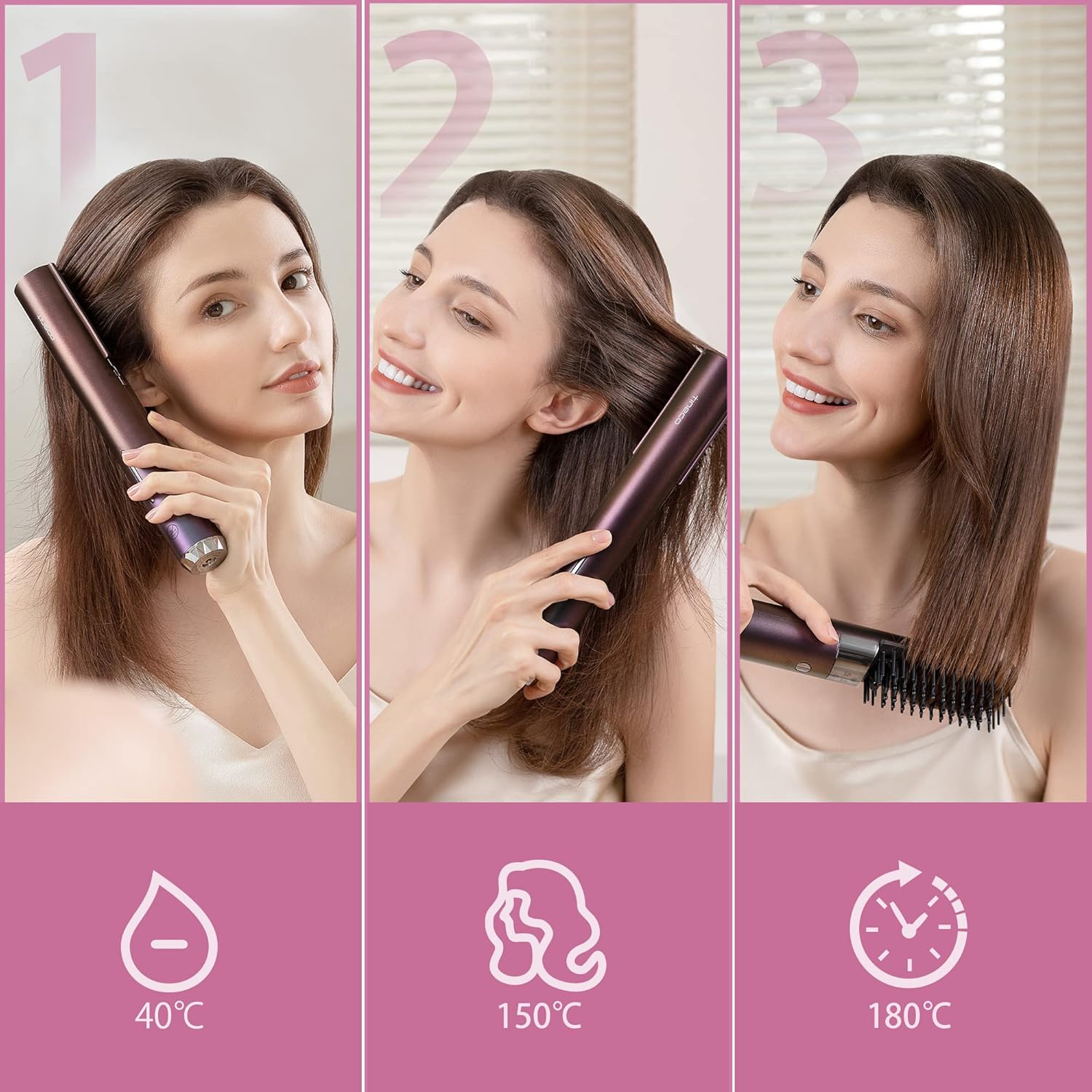 Smart Cordless Hair Styling Brush with Travel Bag X9244
