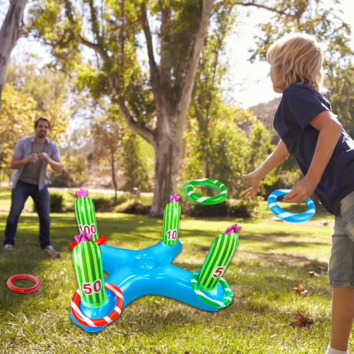 Giant Inflatable Cactus Ring Toss Party Game Toys (4 Rings) S423330