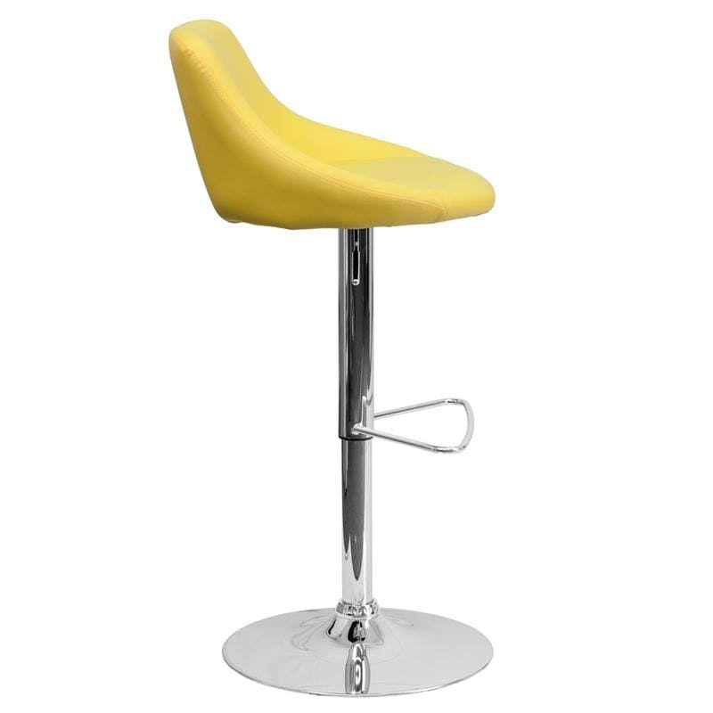 Red Vinyl Bucket Seat Adjustable Height Barstool with Chrome Base A328543