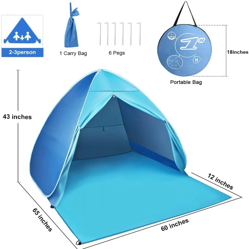 Pop Up Beach Tent with Canopy Carry Bag O266944