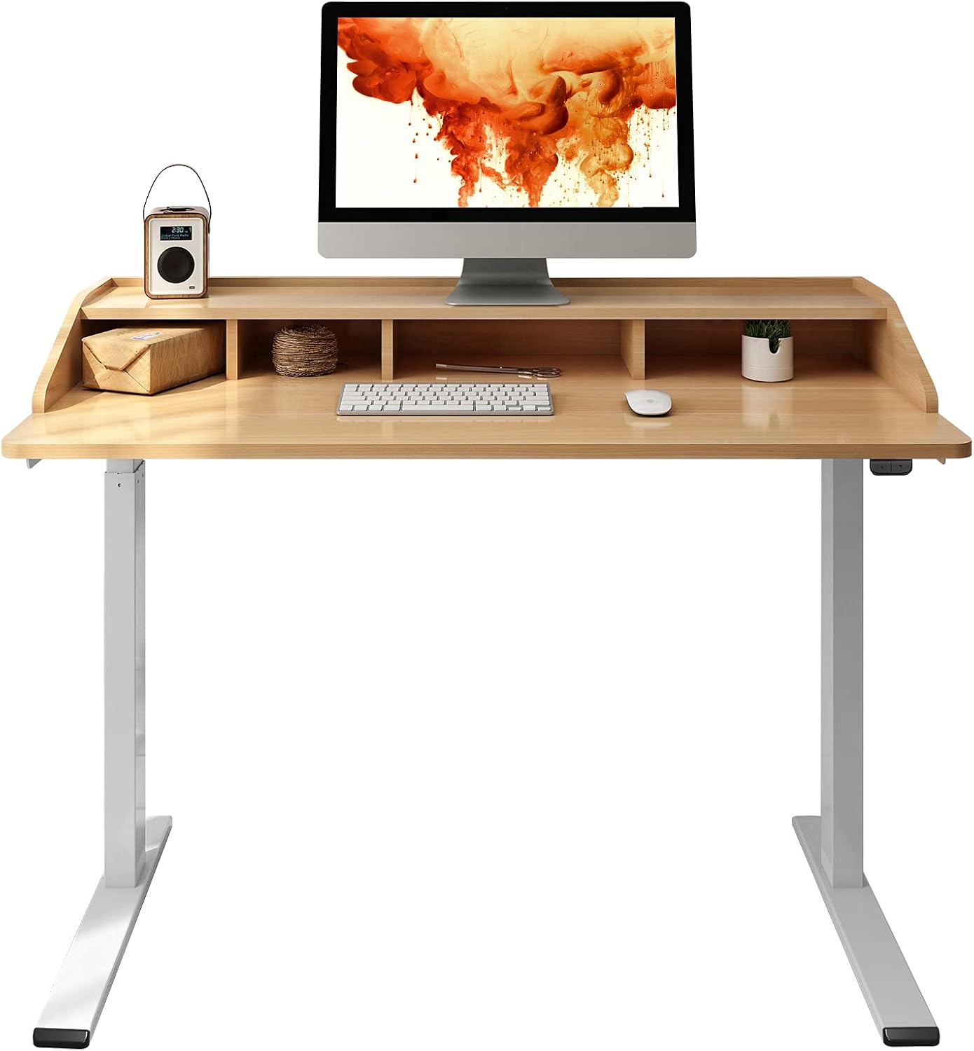 Espresso Cottage Oak Electric Standing Desk with Drawers Q651540