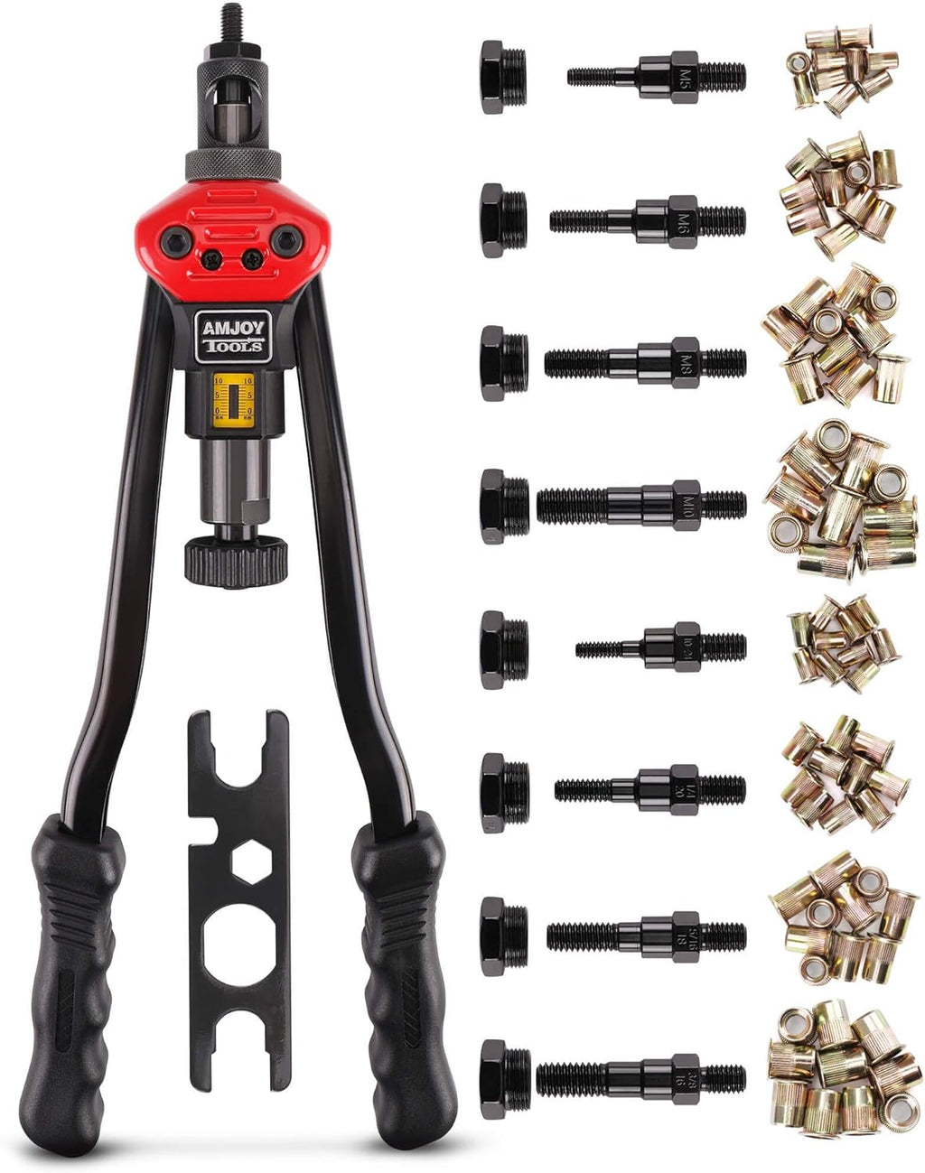 Rivet Nut Tool Set with 8 Mandrels and 80 Rivet Nuts U9317