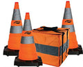 28x22 Heavy Duty Collapsible Orange & Silver Safety Cone 3 Piece Kit S172589