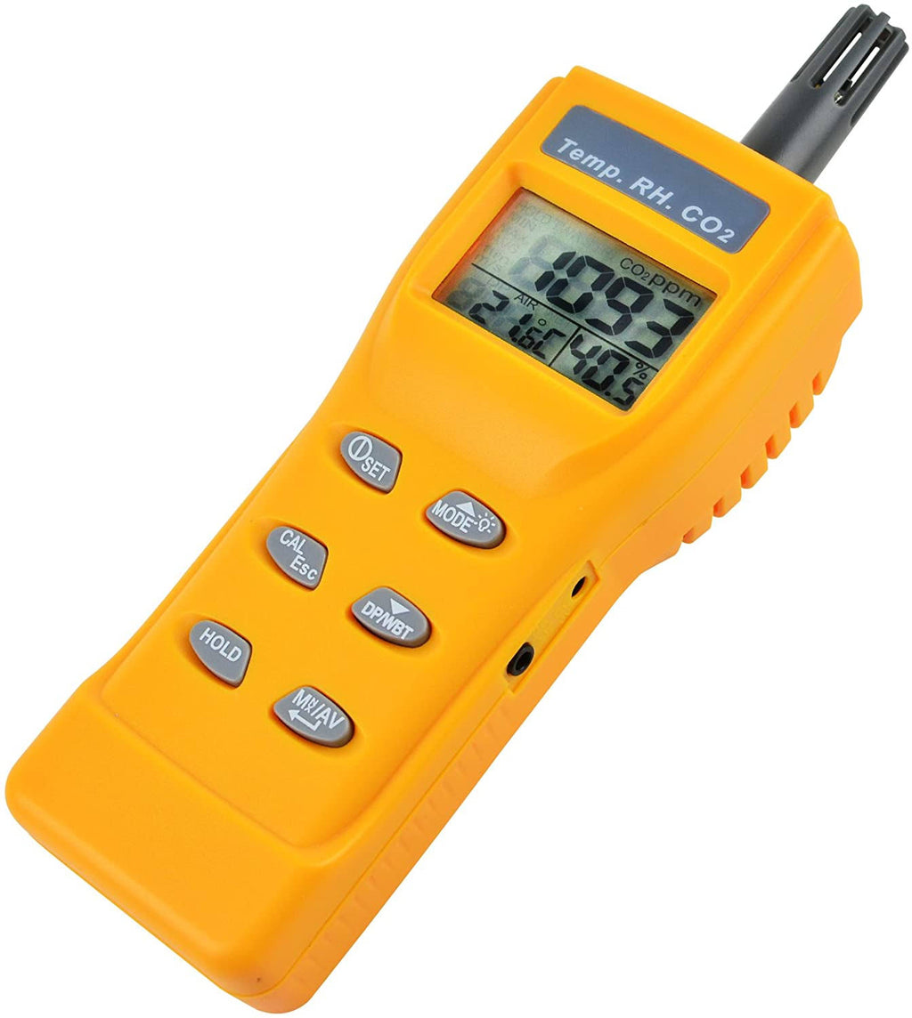 Yellow Digital Carbon Dioxide Temperature Humidity NDIR Sensor Tester P256803
