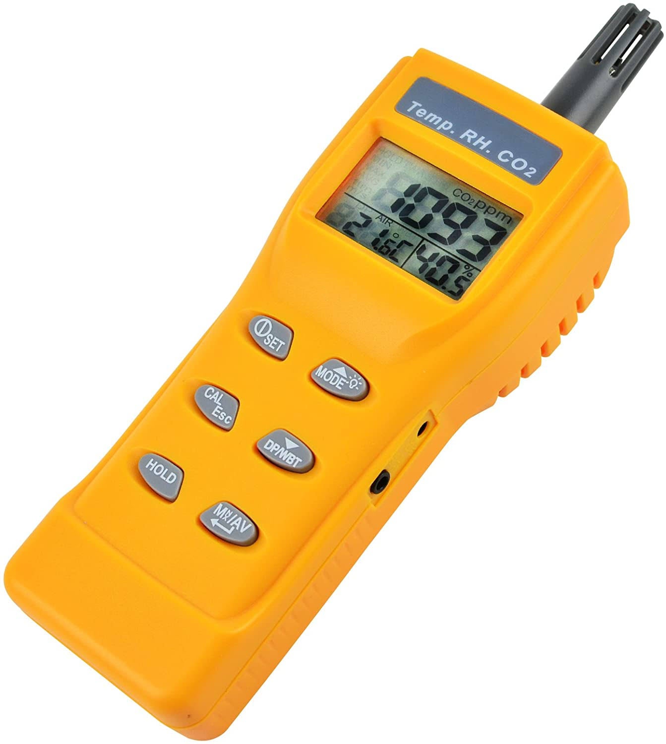 Yellow Digital Carbon Dioxide Temperature Humidity NDIR Sensor Tester P256803