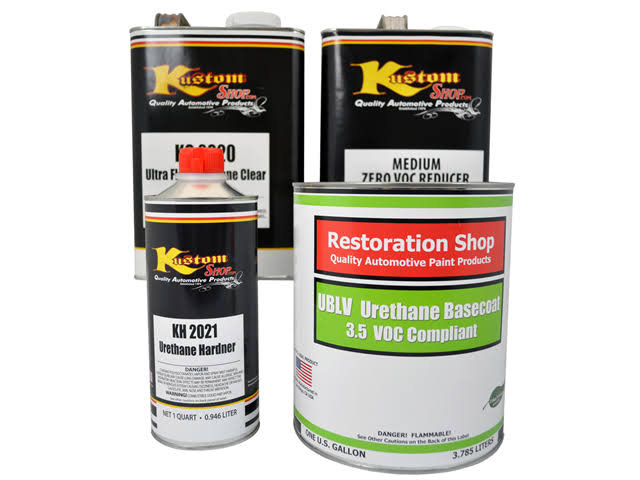 Red Low VOC Urethane Basecoat Clearcoat Car Paint Complete Gallon Kit O492