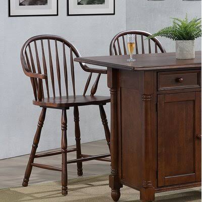 Solid Wood 24'' Counter Stool Distressed Chestnut Brown N264