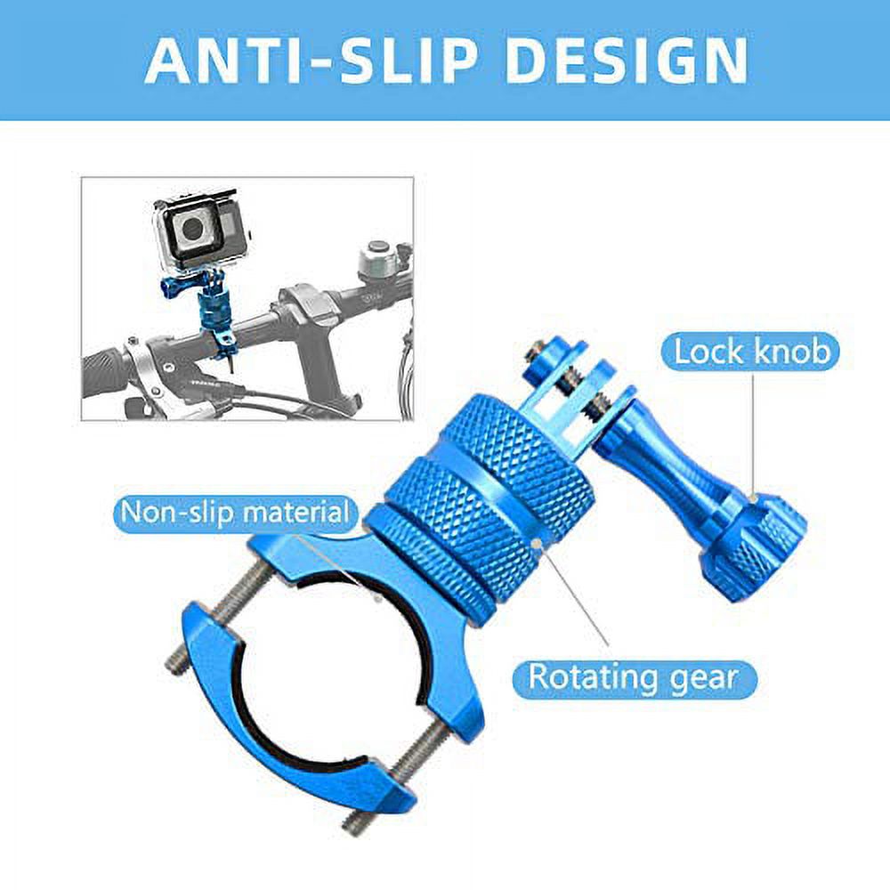 Blue 360 Degree Rotation Aluminium Mountain Bike Handlebar Mount for Action Camera Y2036