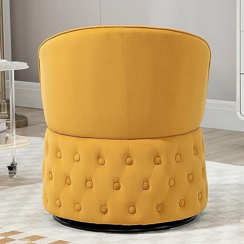 Fluffy Velvet Swivel Barrel Chair with Gold Base M910658