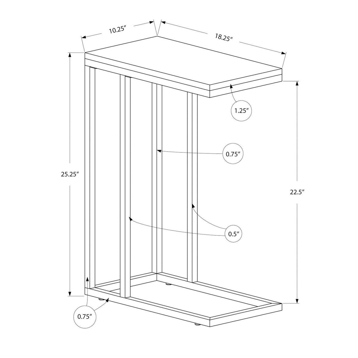 Cappuccino Chrome Metal Accent Table E7680