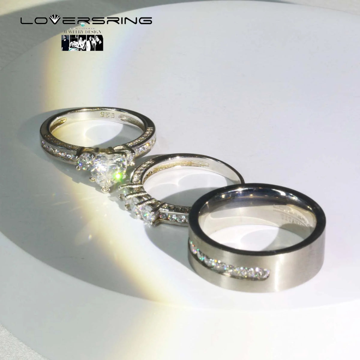 Sterling Silver Diamond Wedding Ring Set O55903