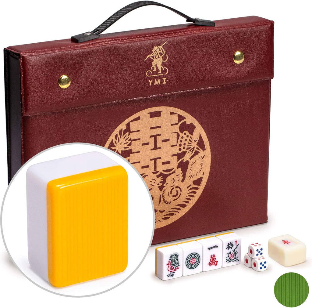 Chinese Mahjong Game Set with 146 Medium Size Tiles, 3 Dice and a Wind Indicator L54908
