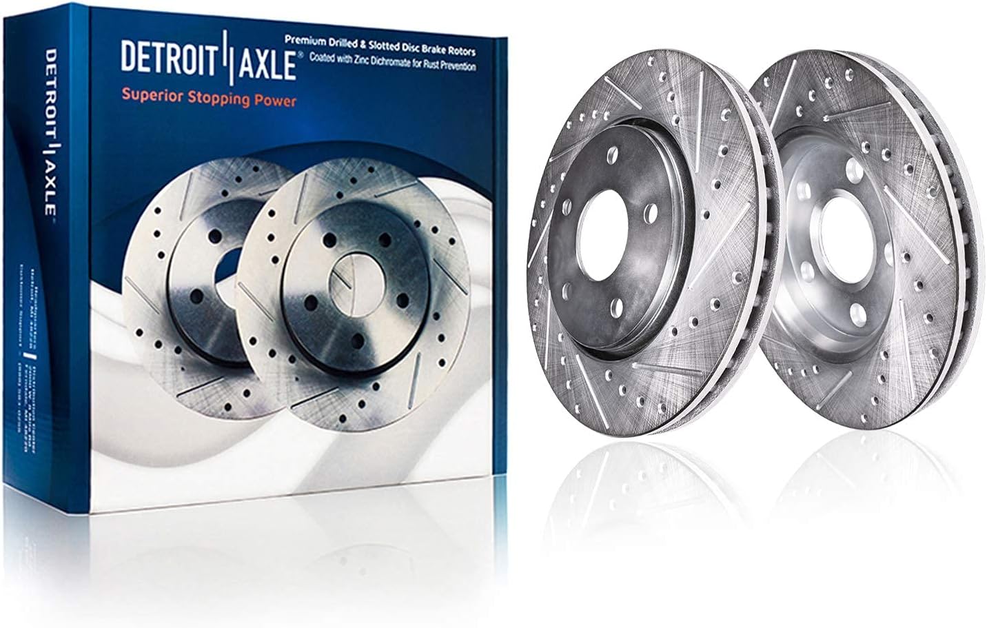 Front & Rear Drilled Slotted Rotors + Brake Pads 10pc Set I2515