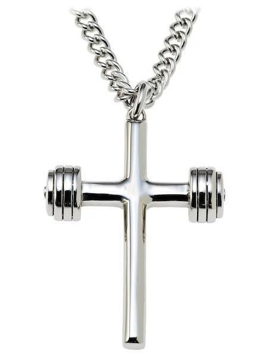 Men's Dumbbell Cross Necklace B1091