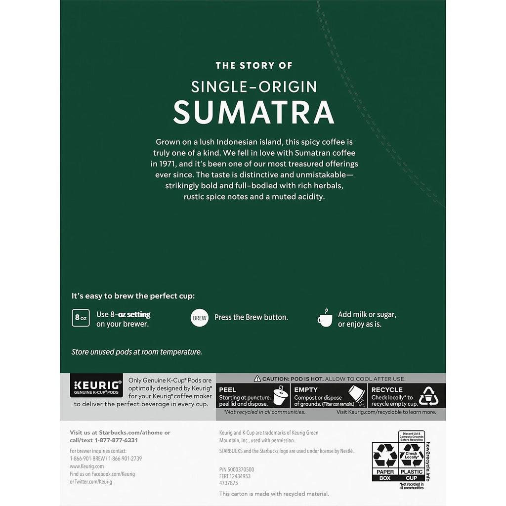 Sumatra Single-Serve Coffee K-Cup, Carton Of 24 L522054
