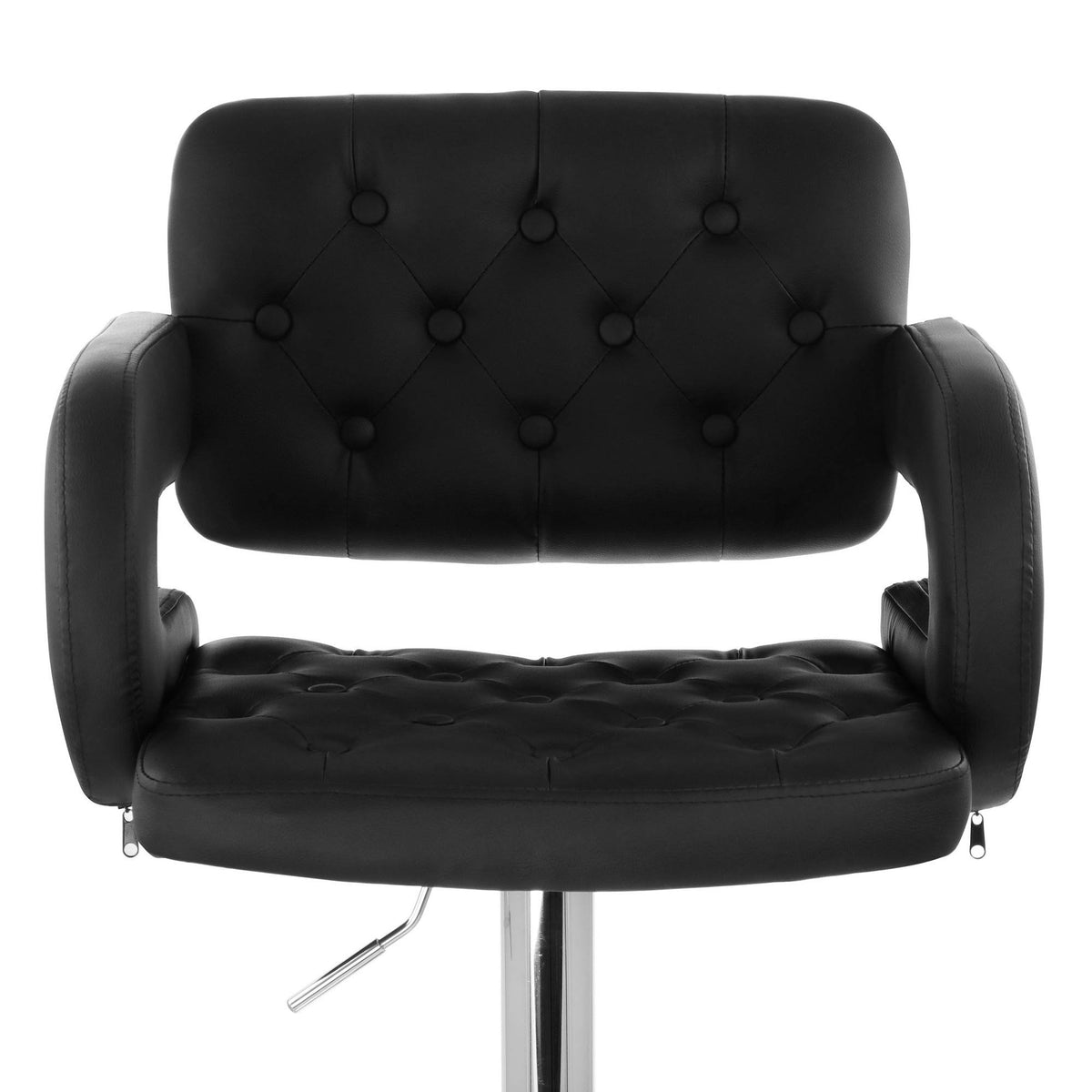 Black Faux Leather Tufted Bar Stool with Chrome Base X6807