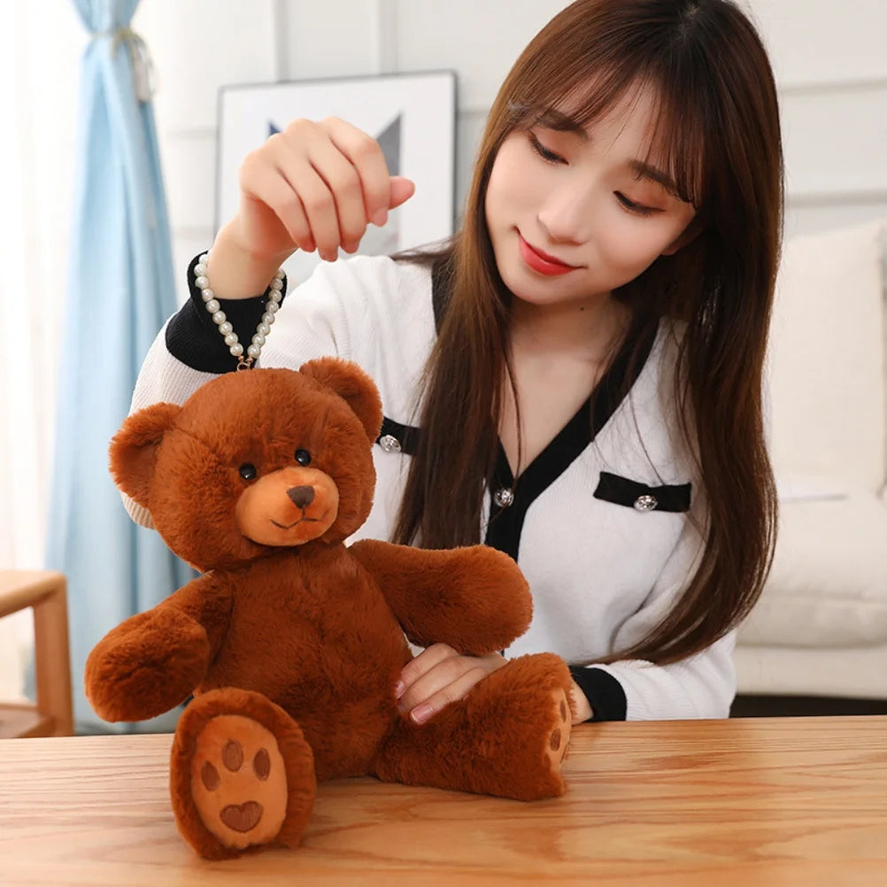 Teddy Bear Plush Toy with Pearl Chain Clasp H92201