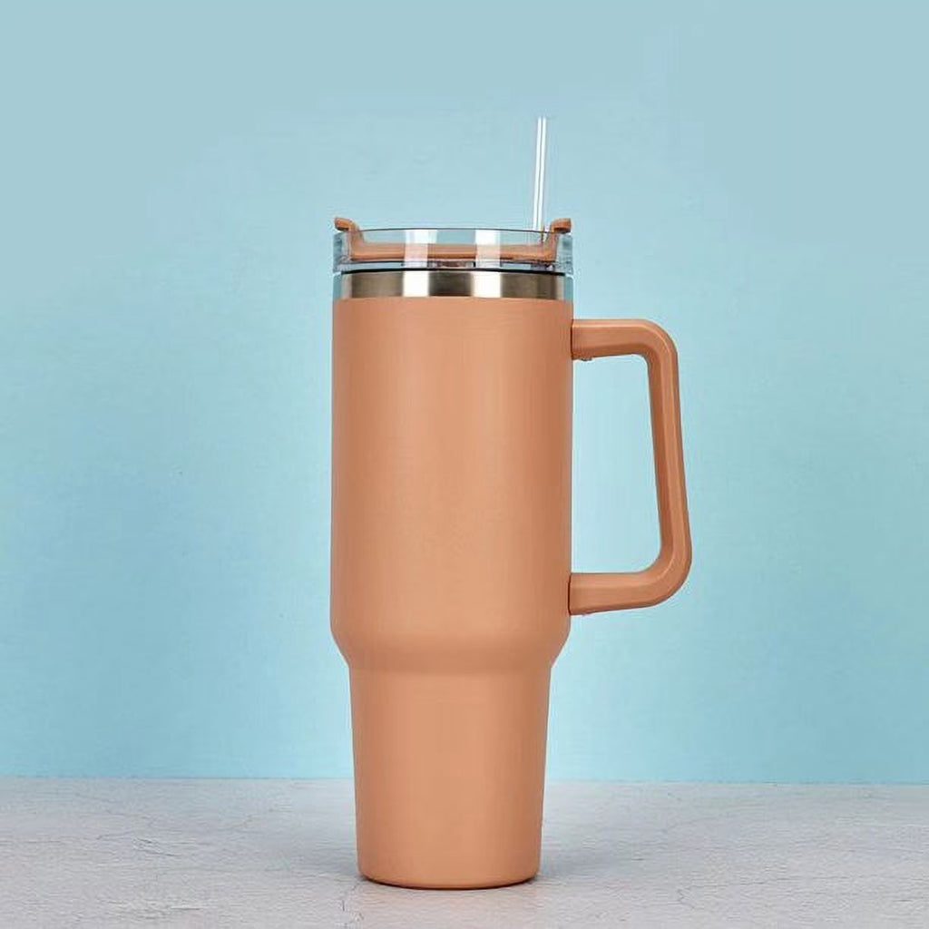 40 oz Insulated Stainless Steel Tumbler with Handle and Straw lid L67172