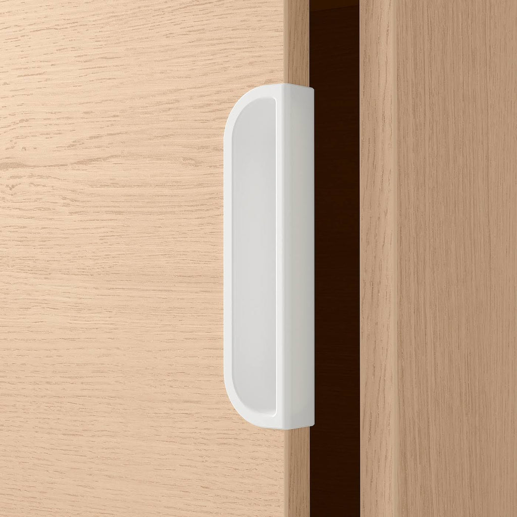 White Stained Oak Veneer Cabinet with Sliding Doors K4651