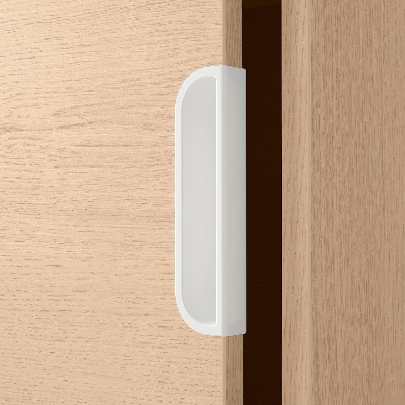 White Stained Oak Veneer Cabinet with Sliding Doors K4651