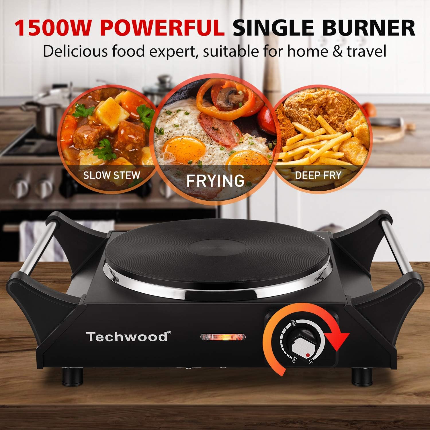 Red 1500W Countertop Single Burner Hot Plate X3686